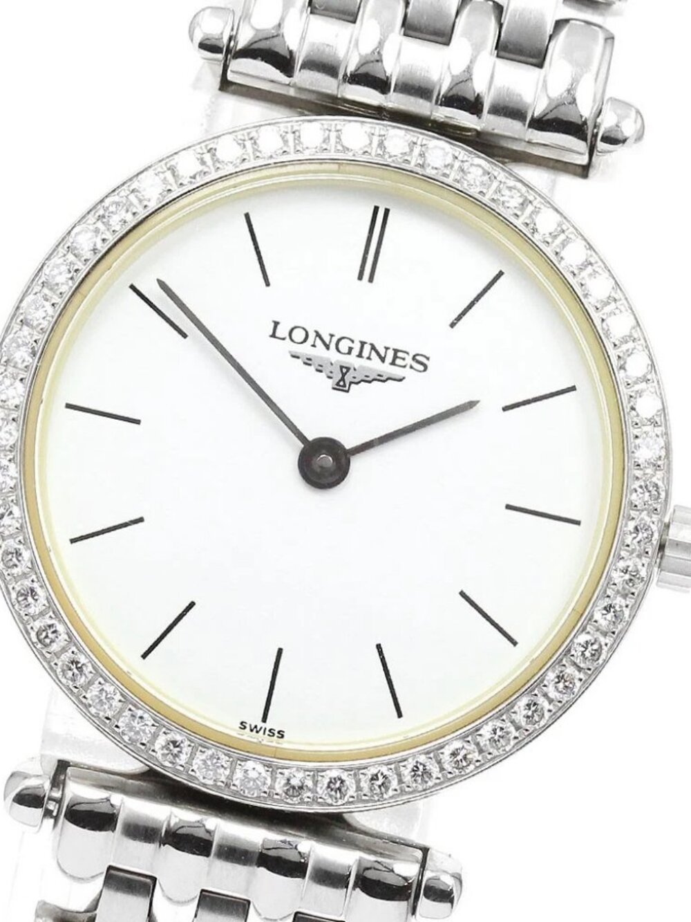 LONGINES Grand classic L4.204.0 Diamond Bezel white Dial Quartz Ladies _967463